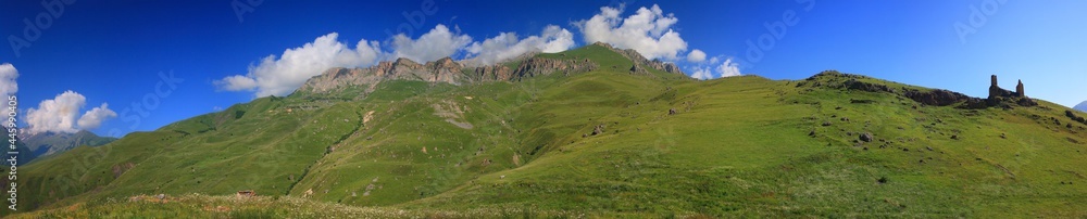 Caucasus, Ossetia. Kurtat gorge. The area of the abandoned village of Halgon.