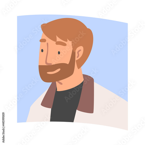 Videoconference and Web Meeting with Bearded Man Character Engaged in Online Communication in Real Time Vector Illustration