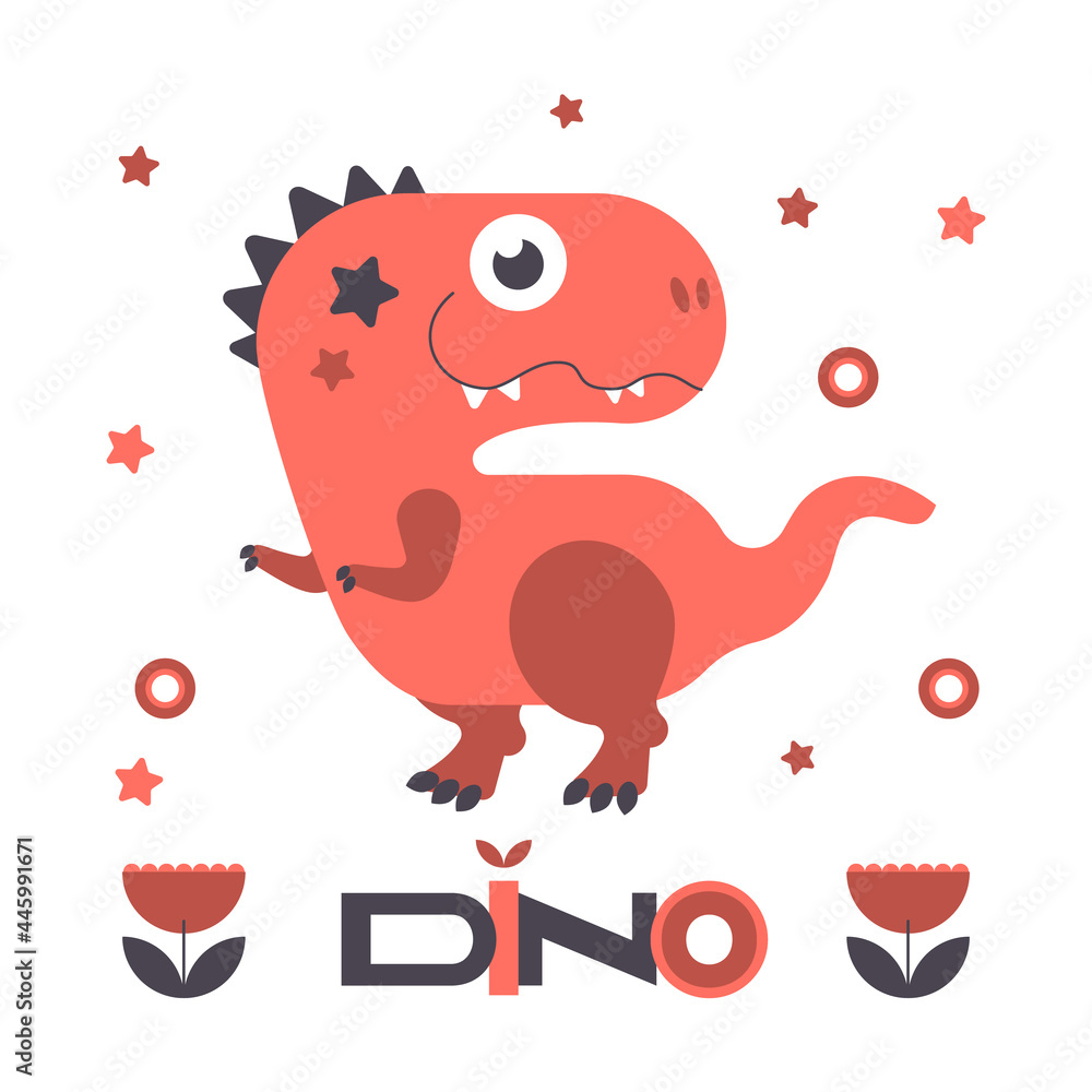 Red dinosaur on an isolated background Red dinosaur on an isolated background