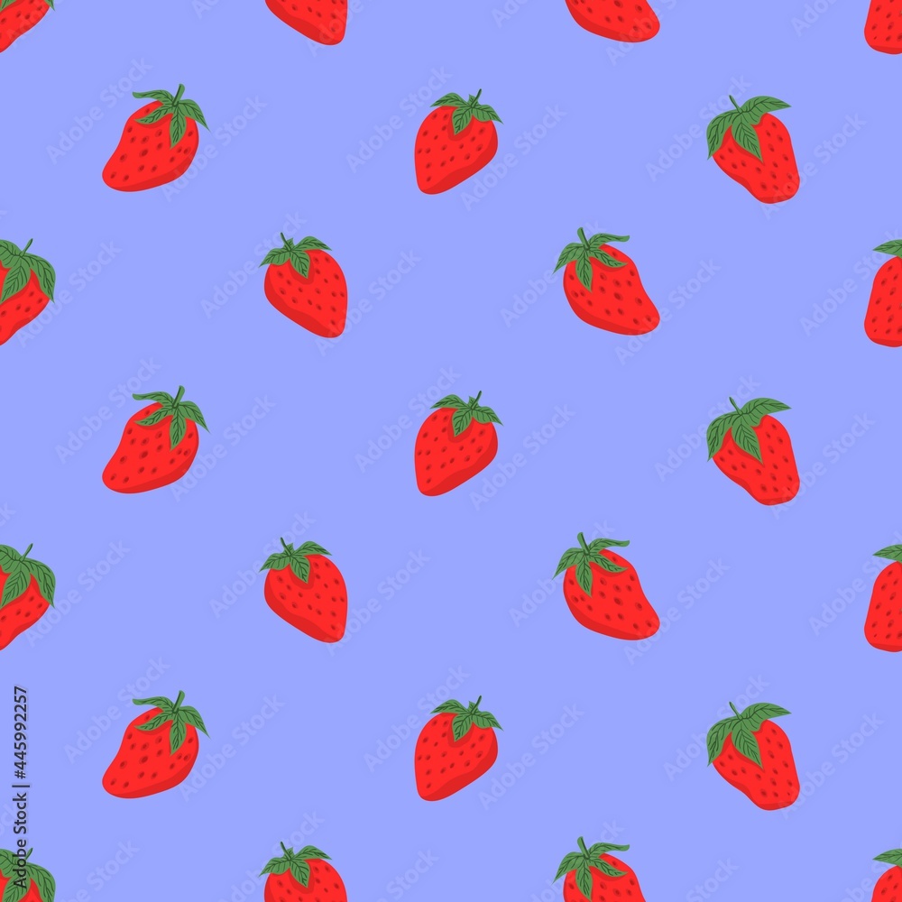 Cute cartoon strawberry. Seamless pattern for design of fabric, clothing, wallpaper, paper. Seamless isolated background. Cute cartoon strawberry. Seamless pattern for design of fabric, clothing, wallpaper, paper. Seamless isolated background.