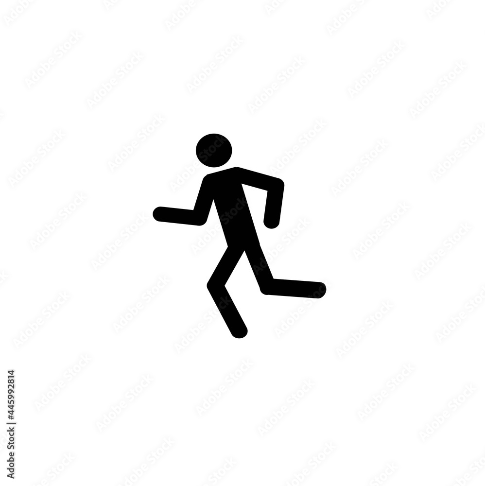 A person runs an isolated icon on a white background. A symbol of people. A person runs an isolated icon on a white background. A symbol of people.