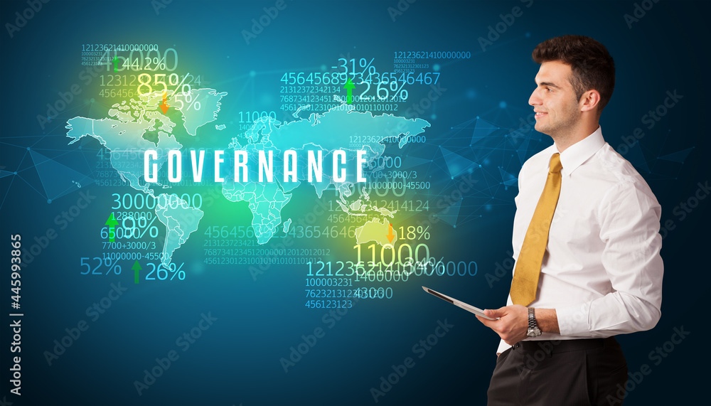 Businessman thinking about market concept Businessman thinking about market concept