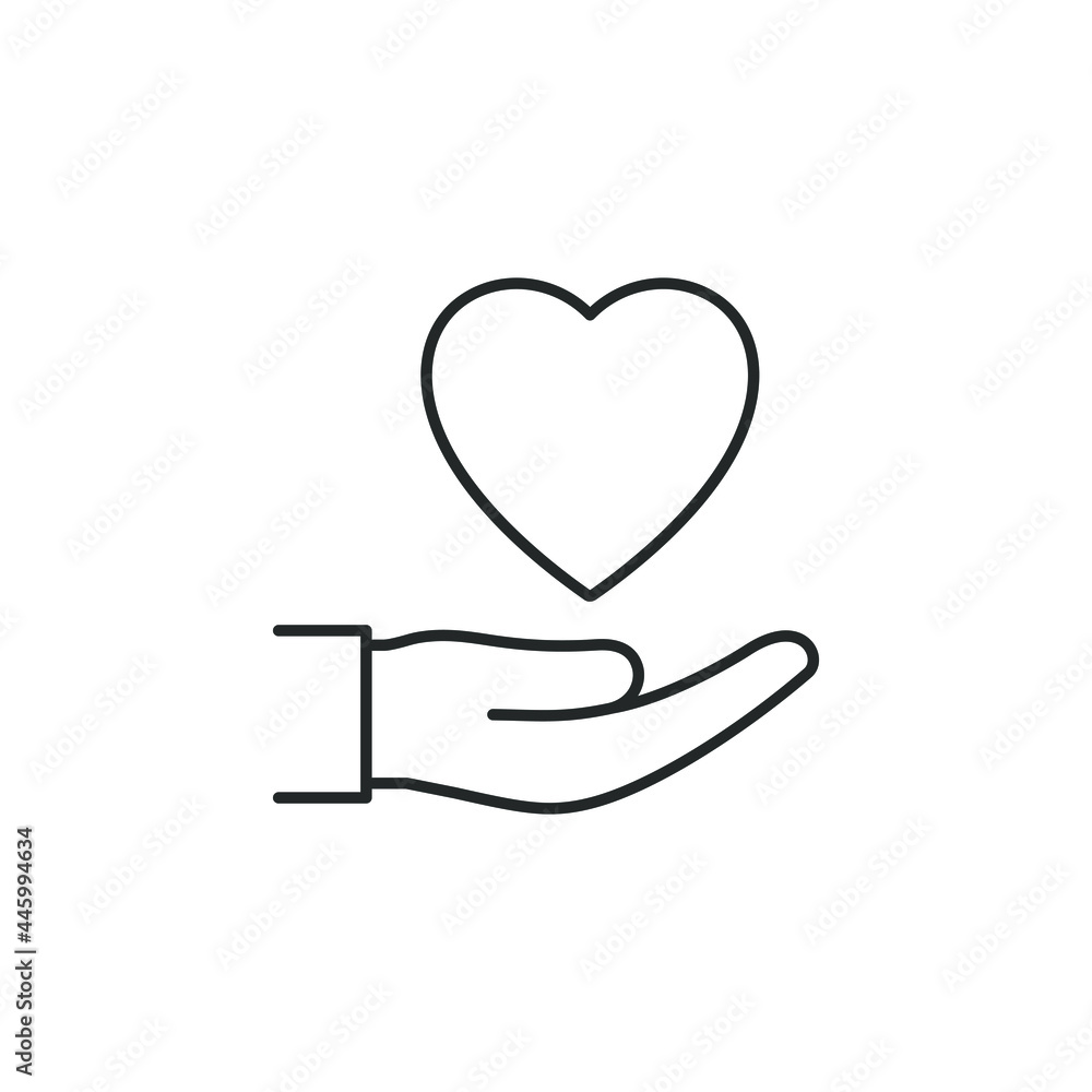 Love on hand icon line style isolated on white background. Vector illustration Love on hand icon line style isolated on white background. Vector illustration