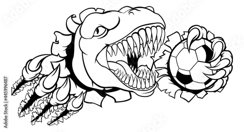 Dinosaur Soccer Football Player Sports Mascot