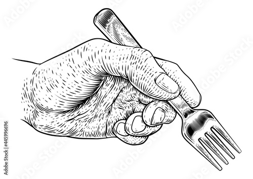 Hand With Food Eating Fork ...