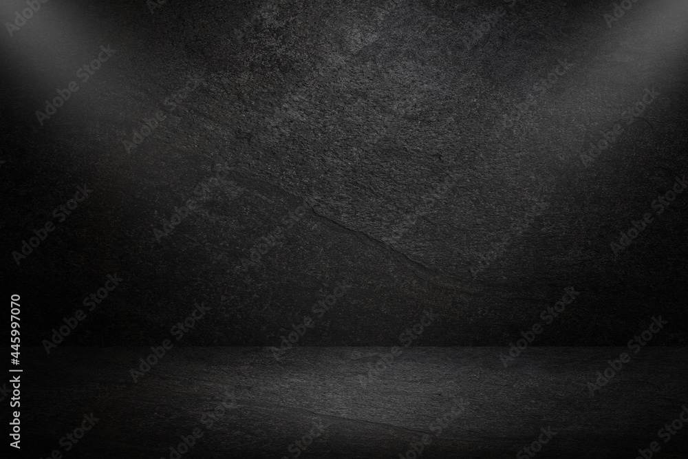 Black wall texture rough background dark stone wall with light and ...