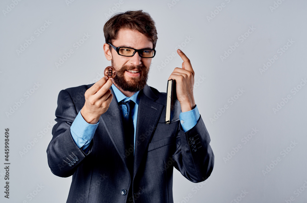 bearded man in suit cryptocurrency bitcoin technology investment bearded man in suit cryptocurrency bitcoin technology investment