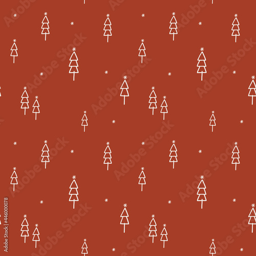 Seamless pattern for winter with hand drawn simple trees.