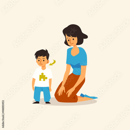 Early sign and symptoms of autism disease - avoiding eye contact with people.