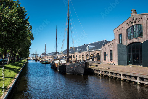 Old sailing boats in the harbor of Den Helder, the Netherlands.