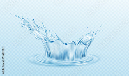 Realistic illustration Water crown splash isolated on transparent background. Real transparent water effect. Vector illustration