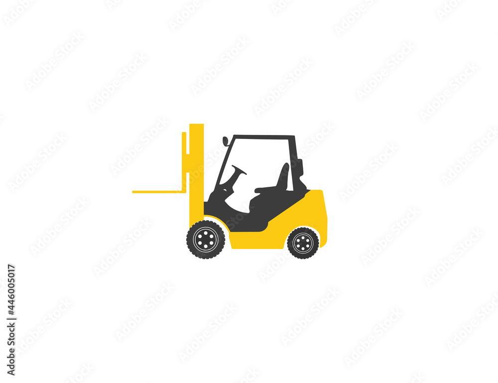 Fork truck, forklift, transport icon. Vector illustration. Flat design.