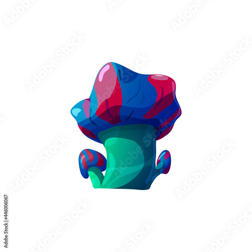 Fantasy wonderland psychedelic mushrooms flat vector illustration isolated.