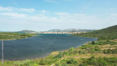 Wallpaper Mural Ivinj archeological site with Saint Martin Church aerial view, town of Pirovac in background, Dalmatia, Croatia Torontodigital.ca
