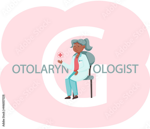 Otolaringologyst takes care of people s health in hospital. Doctor study illness provide first aid, take x-rays and treat patients. Physician treatment of pathologies of throat, ear and nose in clinic