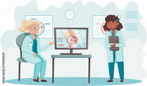 Otolaryngologist doctor with nose, ear and throat or ENT diagnostic and treatment instruments. Otology doctor with patient. Otorhinolaryngology healthcare medicine or otolaryngology diseases