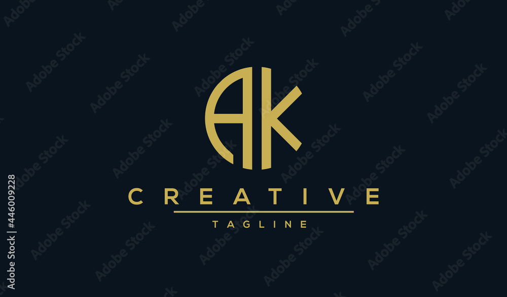Alphabet AK KA, initial Letter Monogram Icon, Badge Logo vector illustration - obrazy, fototapety, plakaty 