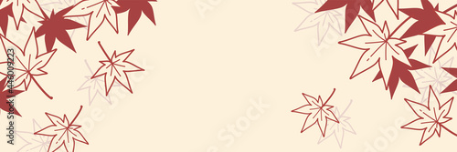 和風のもみじの背景イラスト（秋のイメージのバナー素材）