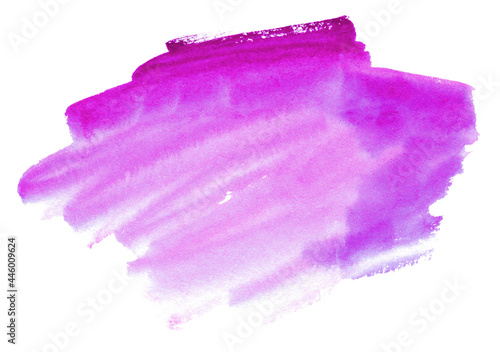 Abstract purple watercolor shape. Watercolor hand drawn stain isolated on white 