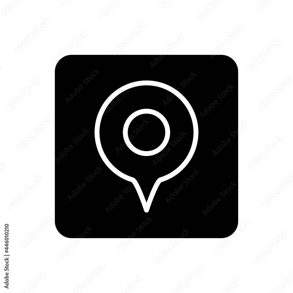 Pin location icon vector filled square style Pin location icon vector filled square style