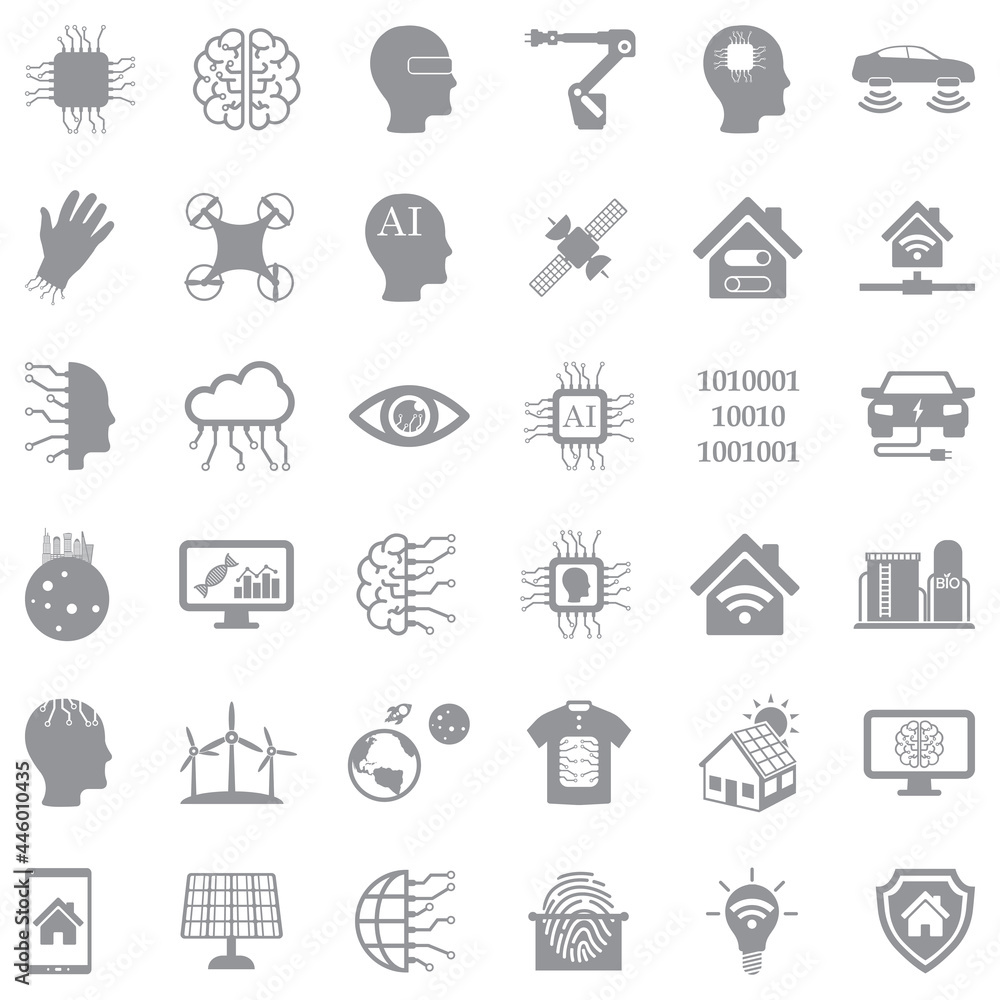 Future Icons. Gray Flat Design. Vector Illustration. Future Icons. Gray Flat Design. Vector Illustration.
