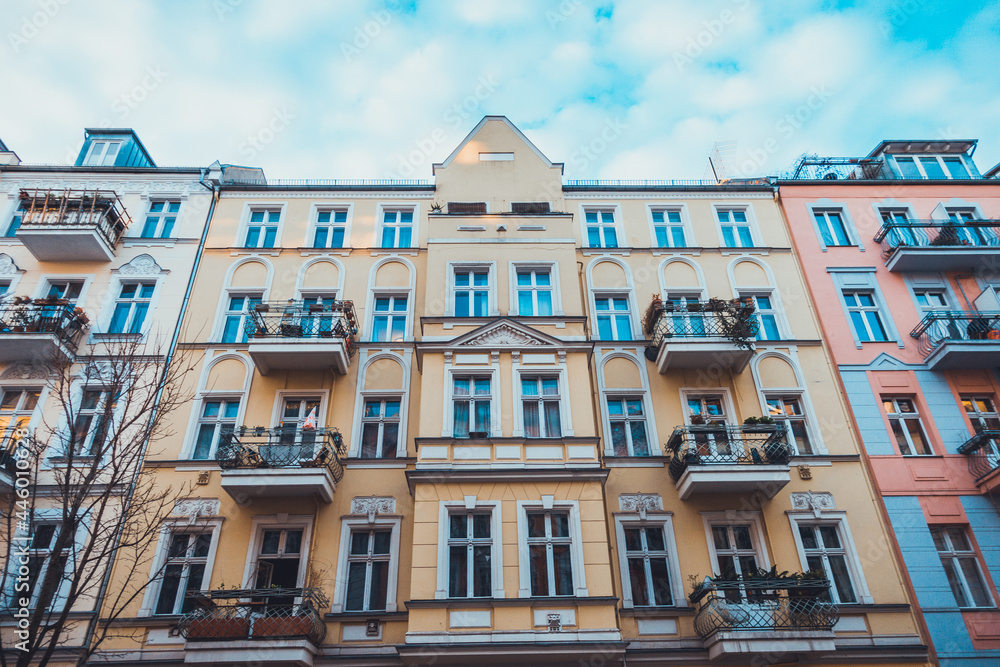 Fototapeta premium beautiful orange apartment building at prenzlauer berg, berlin