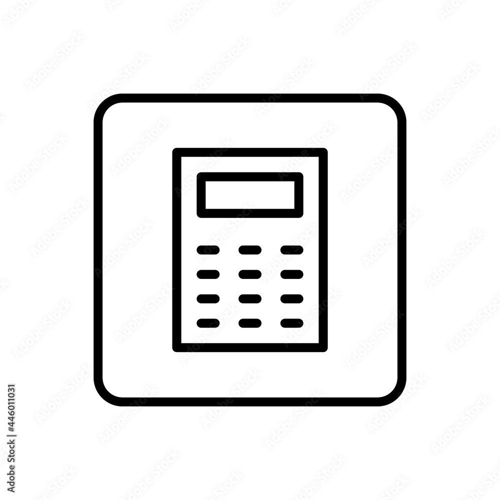 Calculator icon vector line square style Calculator icon vector line square style