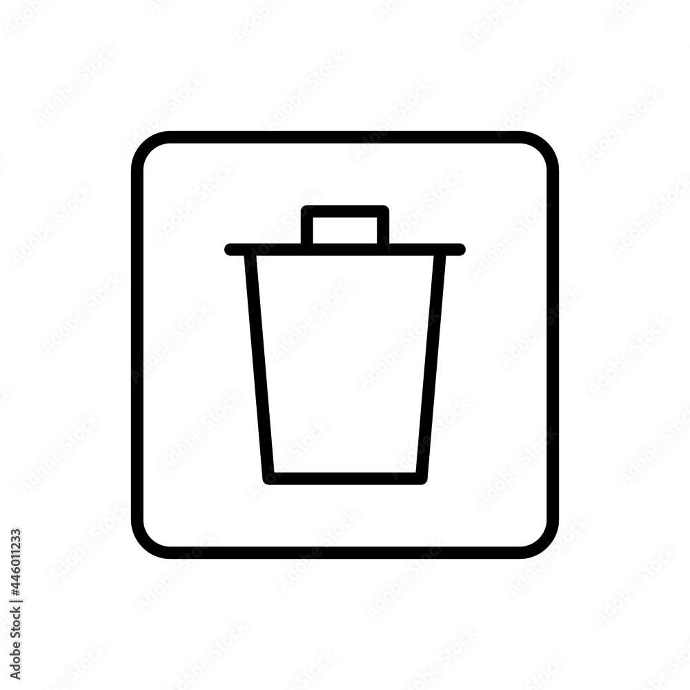 Trash icon vector line square style Trash icon vector line square style