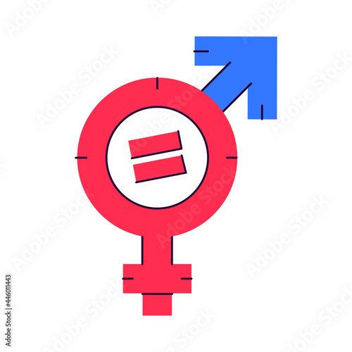 Gender equality symbol. Female sign of Venus is equal to male sign of Mars