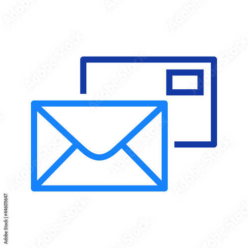 Símbolo correo electrónico. Icono sobre de correo con lineas en color azul