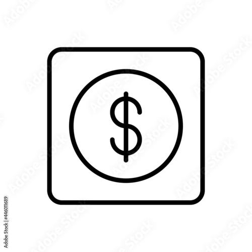 US Dollar icon vector line square style