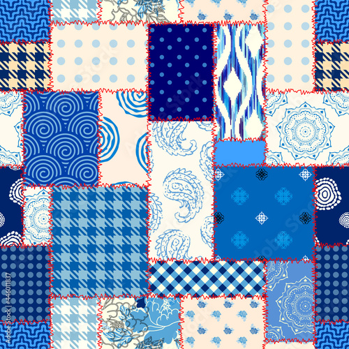 Patchwork textile pattern. Seamless quilting design background.