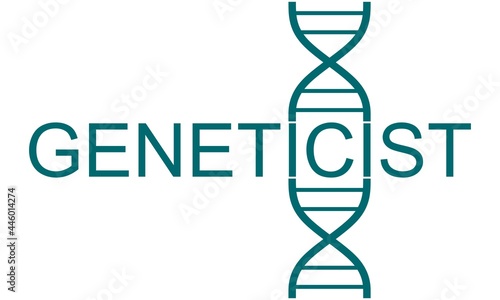 Geneticist profession word with abstract dna symbol