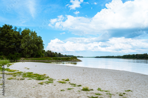 Scenic sandy Danube River bank near Mohács, Hungary