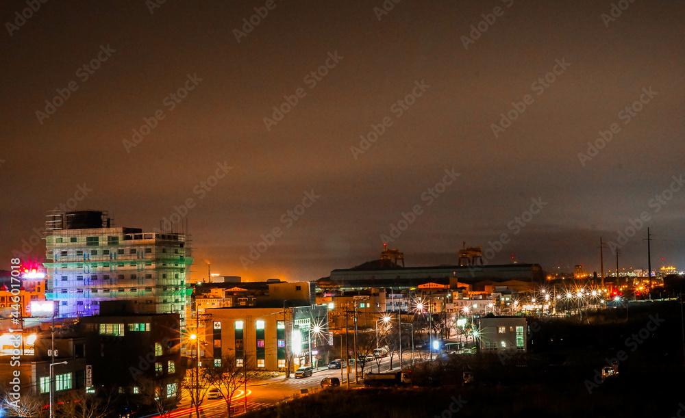 YEONGAM, KOREA, SOUTH - Mar 21, 2015: Mesmerizing night view of Daebul town in Yeongam Province, South Korea