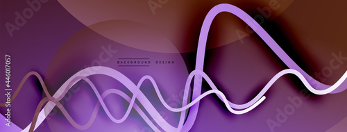 Abstract gradient background with wave line with shadow effect. Geometric composition. 3D shadow effects and fluid gradients