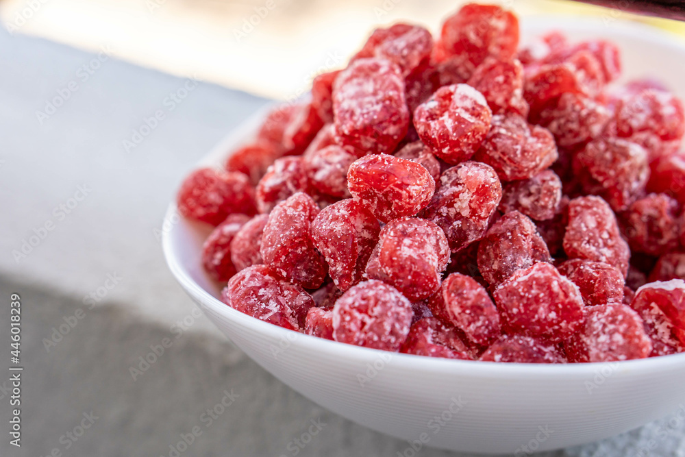 Closeup shot of frozen raspberries Closeup shot of frozen raspberries