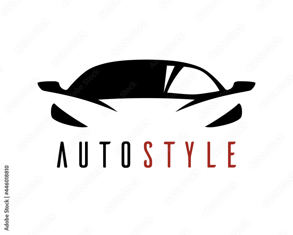 Auto style car logo design with concept sports vehicle icon silhouette.  Automobile dealership sign. Vector illustration. Stock-Vektorgrafik