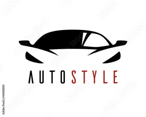 Auto style car logo design with concept sports vehicle icon silhouette. Automobile dealership sign. Vector illustration.