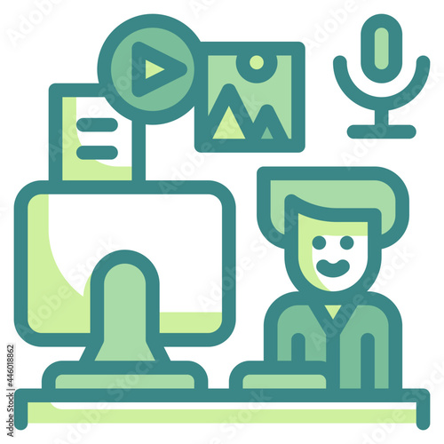 creator blue line icon
