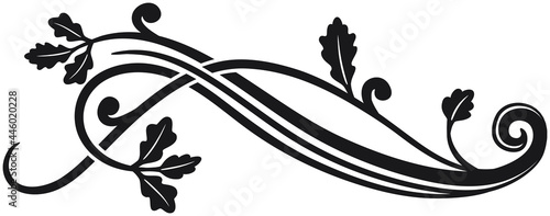 Art deco arabesque. Art Deco style vector illustration with silhouettes of oak leaves creating a symbol