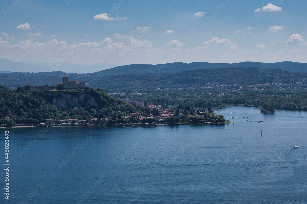 landscapes of lake maggiore during a hot summer day in July