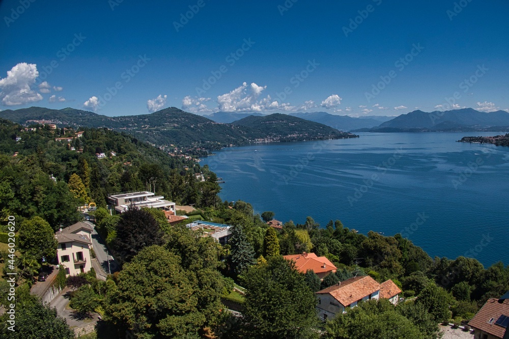 landscapes of lake maggiore during a hot summer day in July