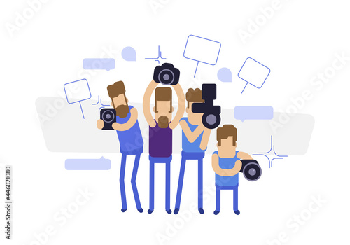 Illustration on the theme of the press, photographers and cameramen