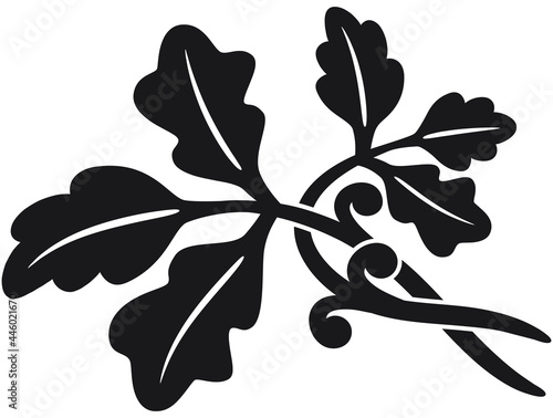 Oak leaves. Art Deco style vector illustration with silhouettes of oak leaves.