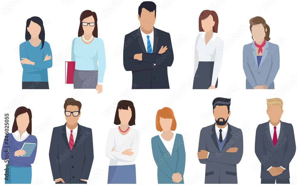 Business team ready to work. Teamwork. Coworkers characters communication. Team building and business partnership. Businessmen people cooperation collaboration. Office workers clerks standing together Business team ready to work. Teamwork. Coworkers characters communication. Team building and business partnership. Businessmen people cooperation collaboration. Office workers clerks standing together