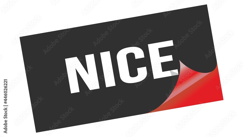 NICE text on black red sticker stamp. NICE text on black red sticker stamp.