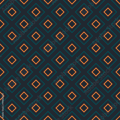Seamless diamond vibrant contrast teal and orange pattern vector background