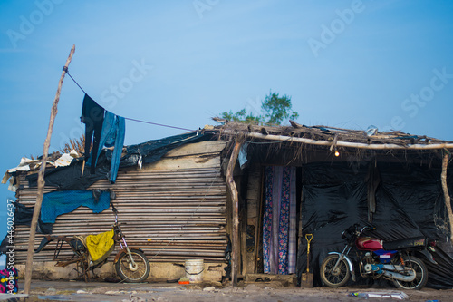 Shanty house in the beach slum communities, in Lagos, Nigeria.