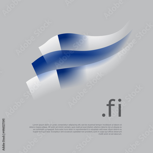 Finland flag watercolor. Stripes colors of the finnish flag on a white background. Vector stylized design national poster with fi domain, place for text. State patriotic banner of finland, cover